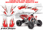 Tribal Flames Hintergrund = Weiß, Designfarbe = Rot für Yamaha YFZ 450R/SE 2009-2013