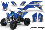 Tribal Flames Hintergrund = Blau, Designfarbe = Silber für Yamaha YFZ 450 2004-2008 & 2012-2014