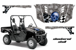Checkered Skull Background = Silver, Design color = Blue for Yamaha Rhino 700/660/450