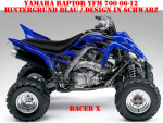 Racer-X Hintergrundfarbe = Blau, Designfarbe = Schwarz für Yamaha Raptor YFM 700 R 2006-2012