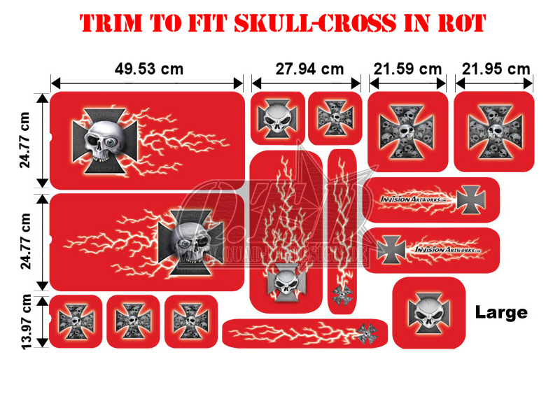 Trim to Fit Universal Skull-Cross Dekorsatz Große Ausführung