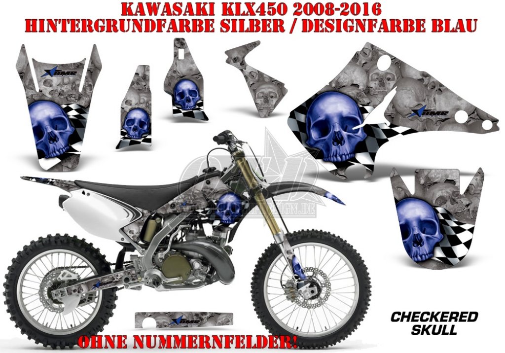 Checkered Skull für Kawasaki MX Motocross Bikes